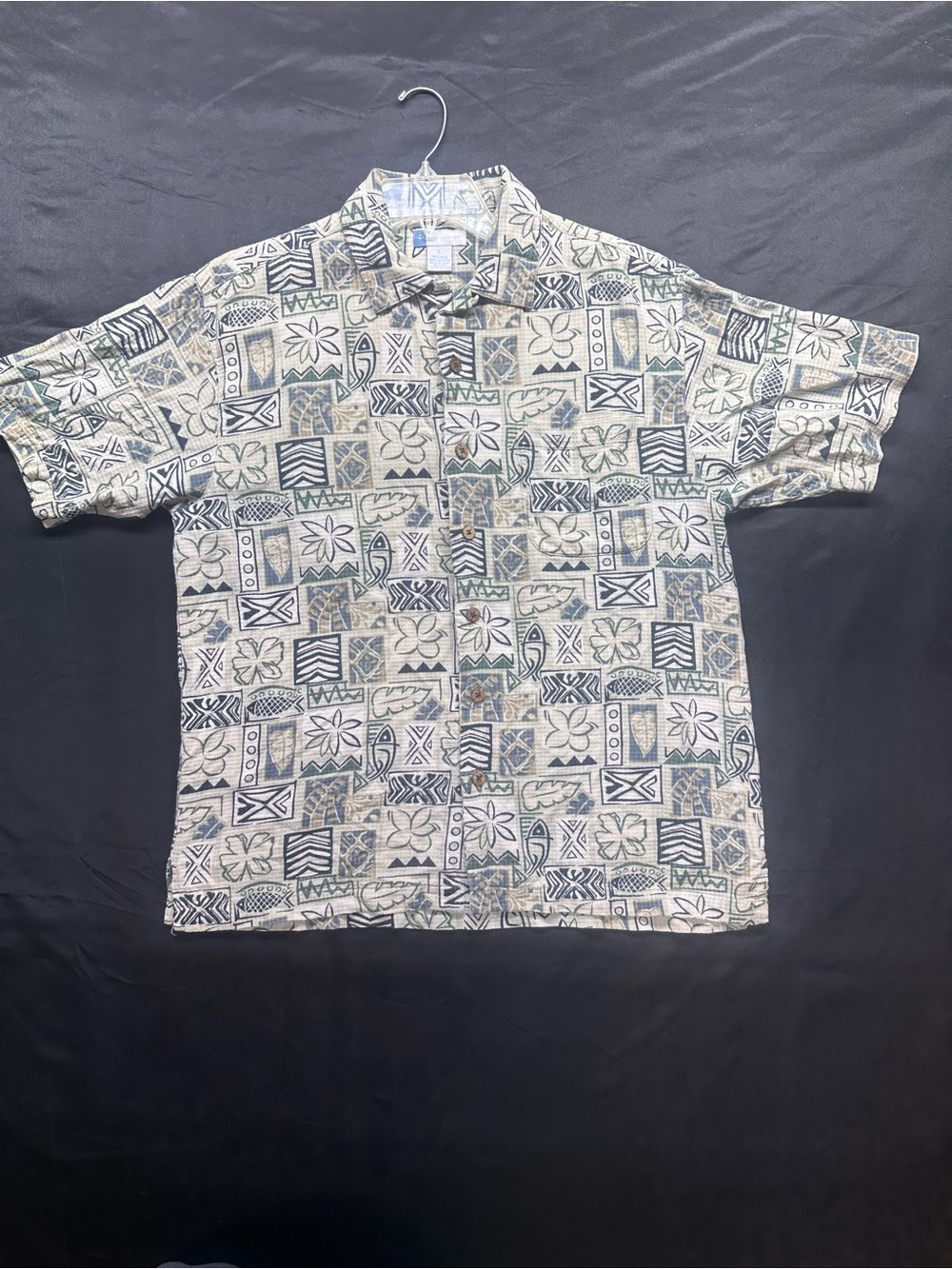 F-08 Half Moon Bay Men's Short Sleeve Collared 70% Silk 30% Rayon Size Large